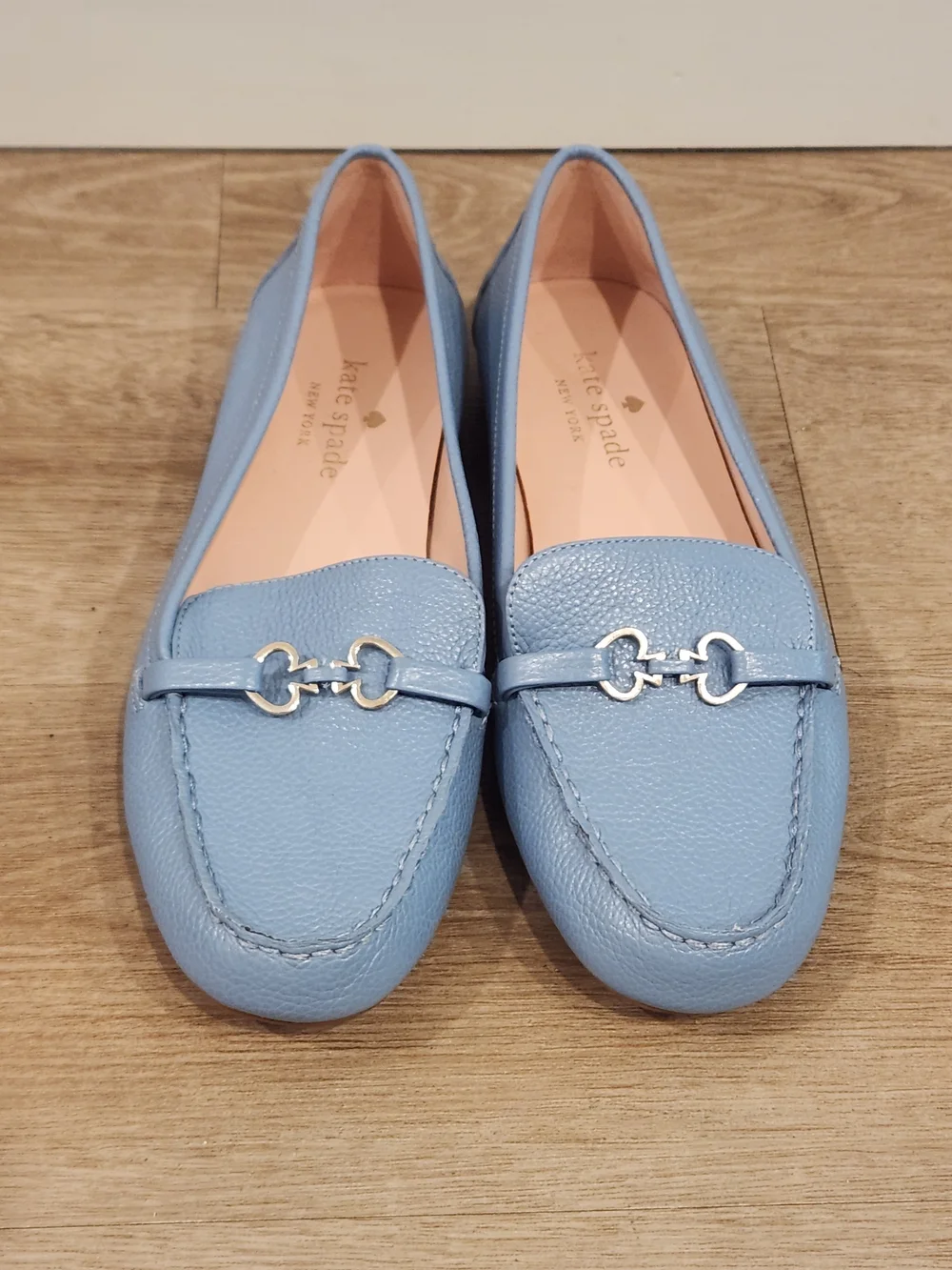 NEW Kate Spade Bernice Slip On Light Blue Leather Driving Moccasin Loafer Size 8